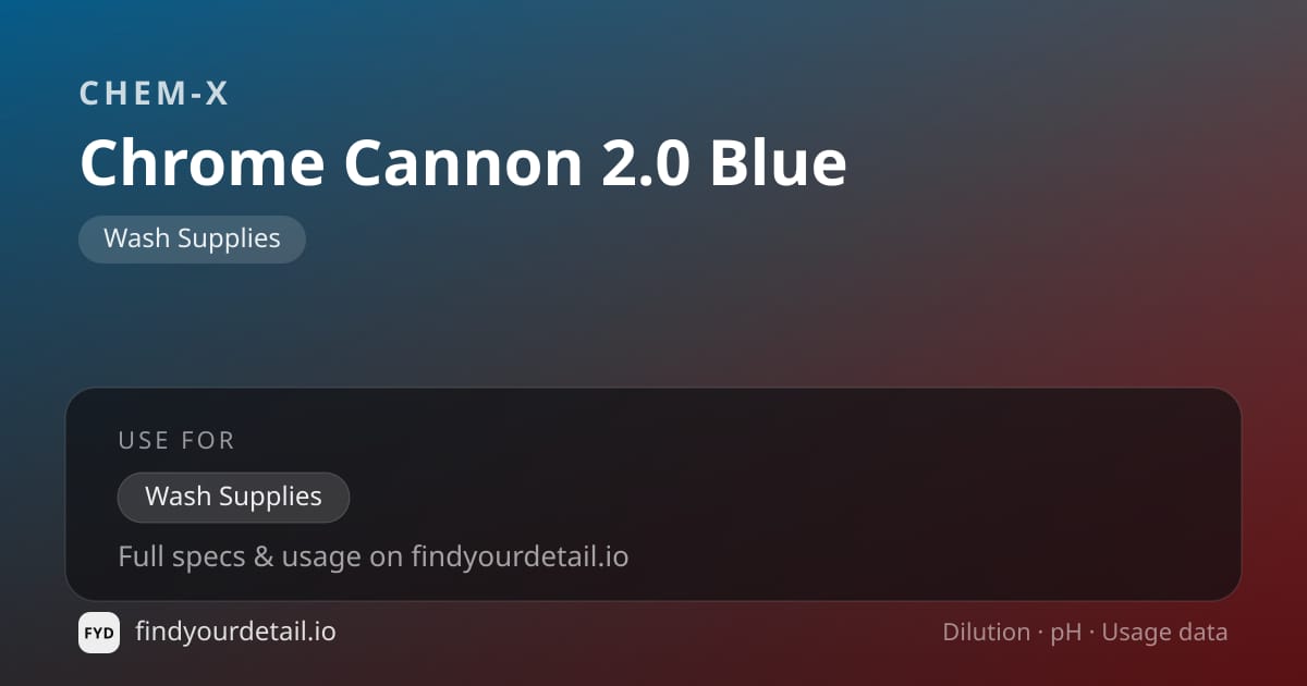Chem-X Chrome Cannon 2.0 Blue dilution ratio and pH specification chart