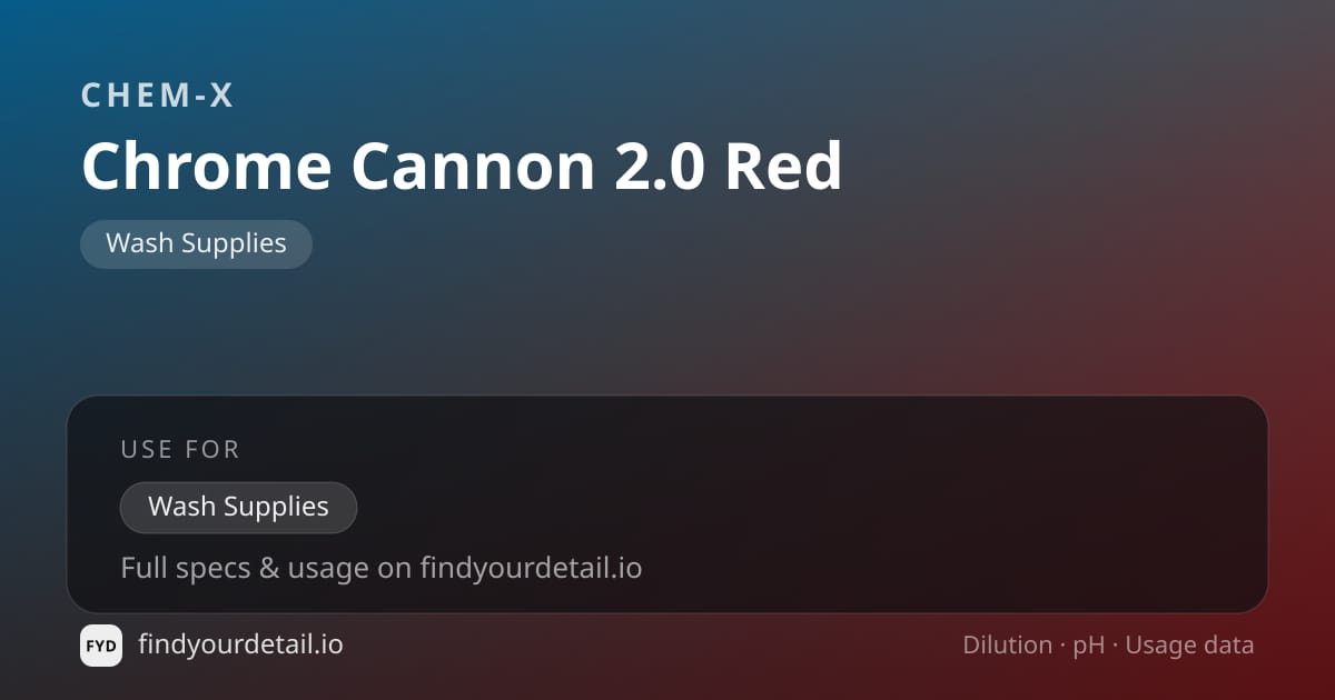 Chem-X Chrome Cannon 2.0 Red dilution ratio and pH specification chart