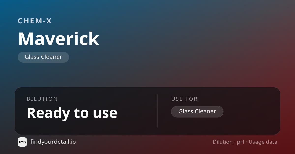 Chem-X Maverick dilution ratio and pH specification chart