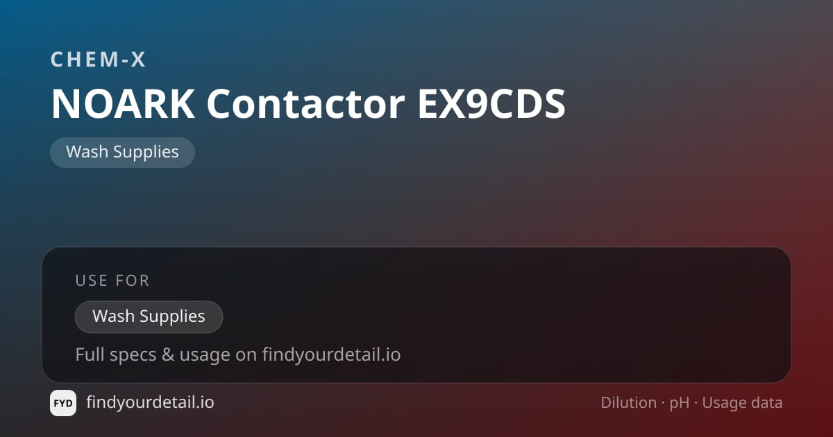 Chem-X NOARK Contactor EX9CDS dilution ratio and pH specification chart