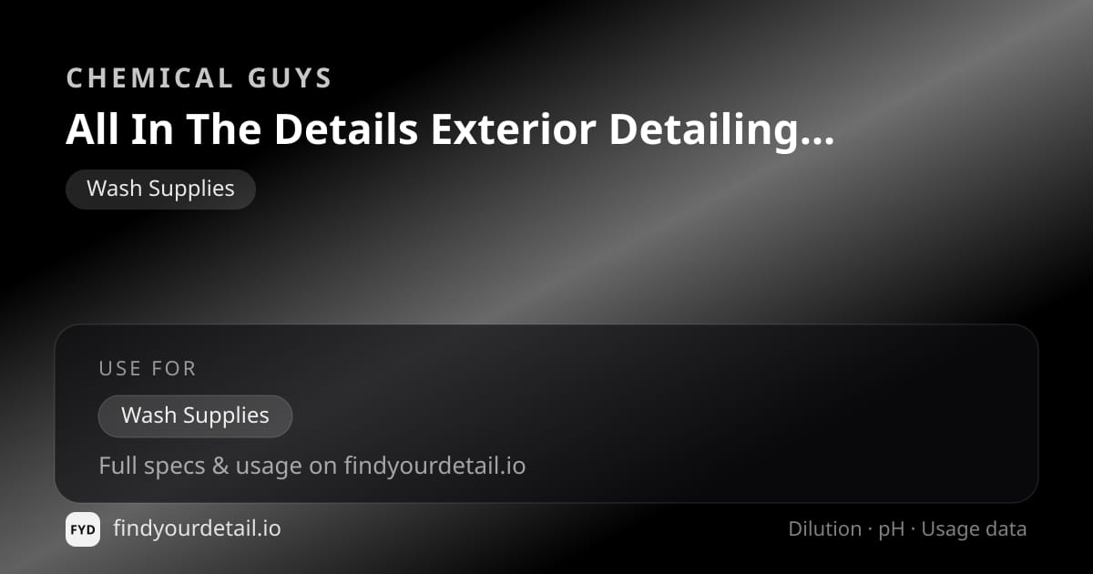 Chemical Guys 올 인 더 디테일스 외장 디테일링 브러시 (3팩) 희석비 pH 스펙 카드