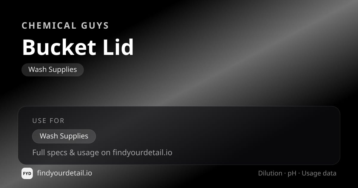 Chemical Guys 버킷 뚜껑 희석비 pH 스펙 카드