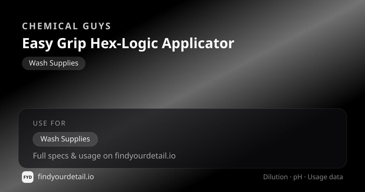 Chemical Guys 이지 그립 헥스-로직 어플리케이터 희석비 pH 스펙 카드