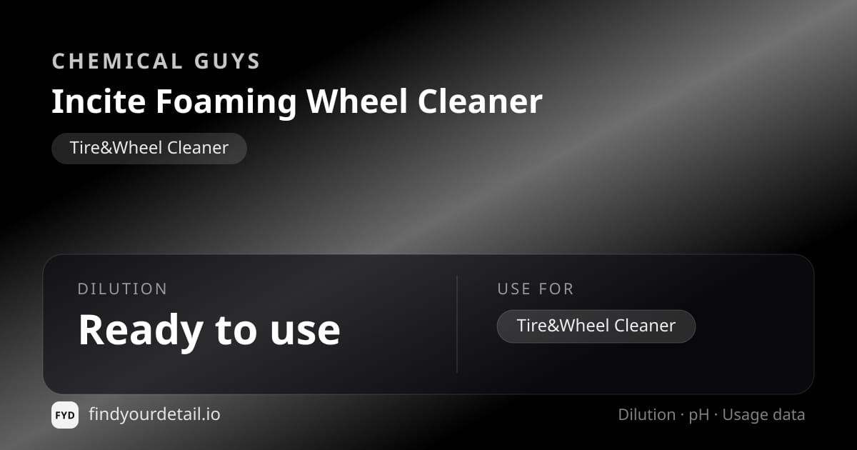 Chemical Guys 인사이트 포밍 휠 클리너 희석비 pH 스펙 카드