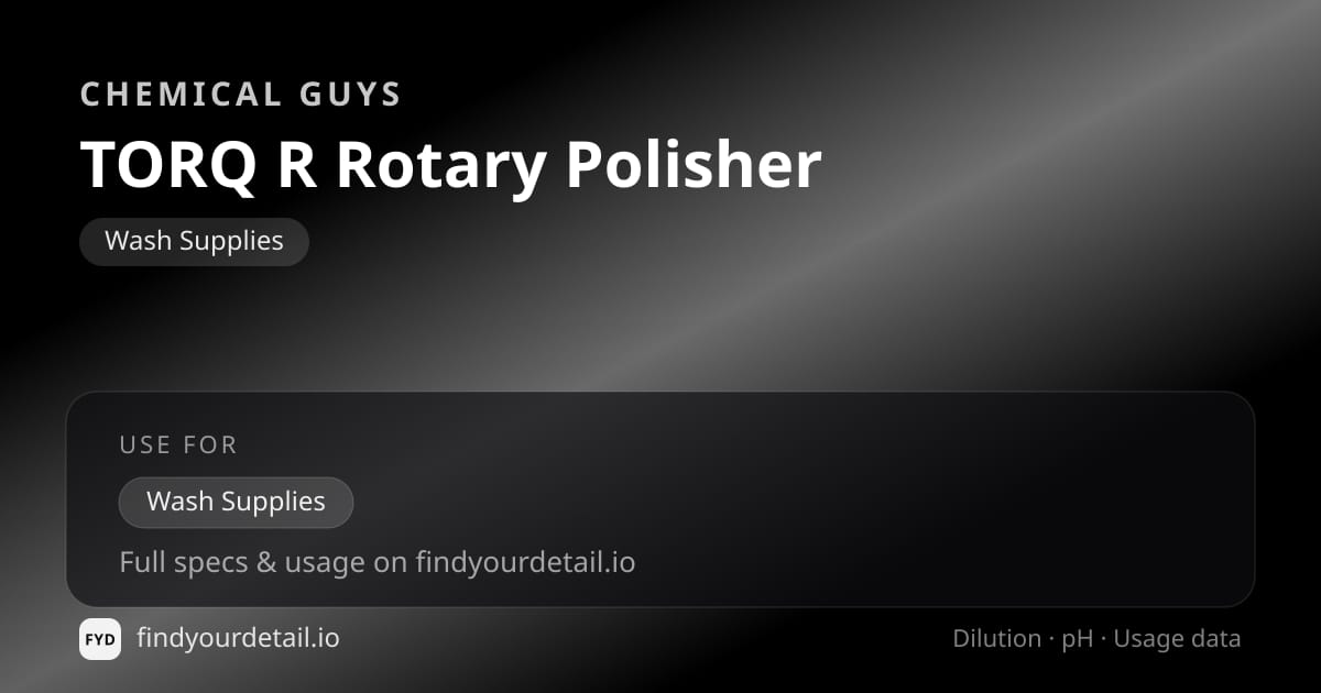 Chemical Guys 토크 R 로터리 폴리셔 희석비 pH 스펙 카드