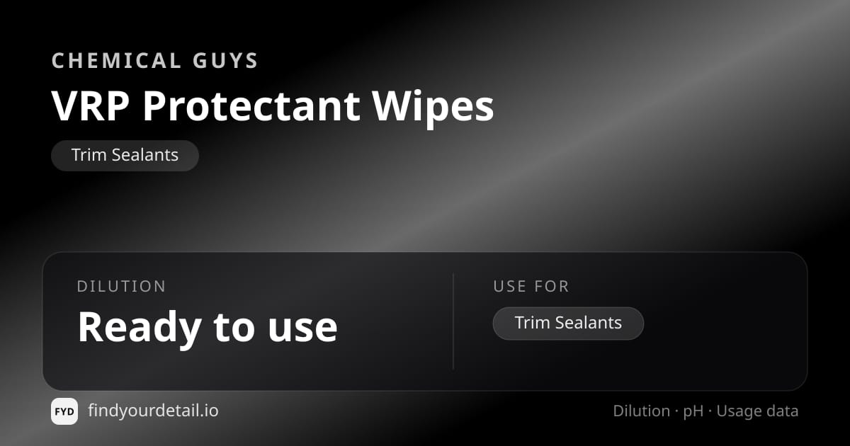 Chemical Guys VRP 프로텍턴트 와이프 희석비 pH 스펙 카드