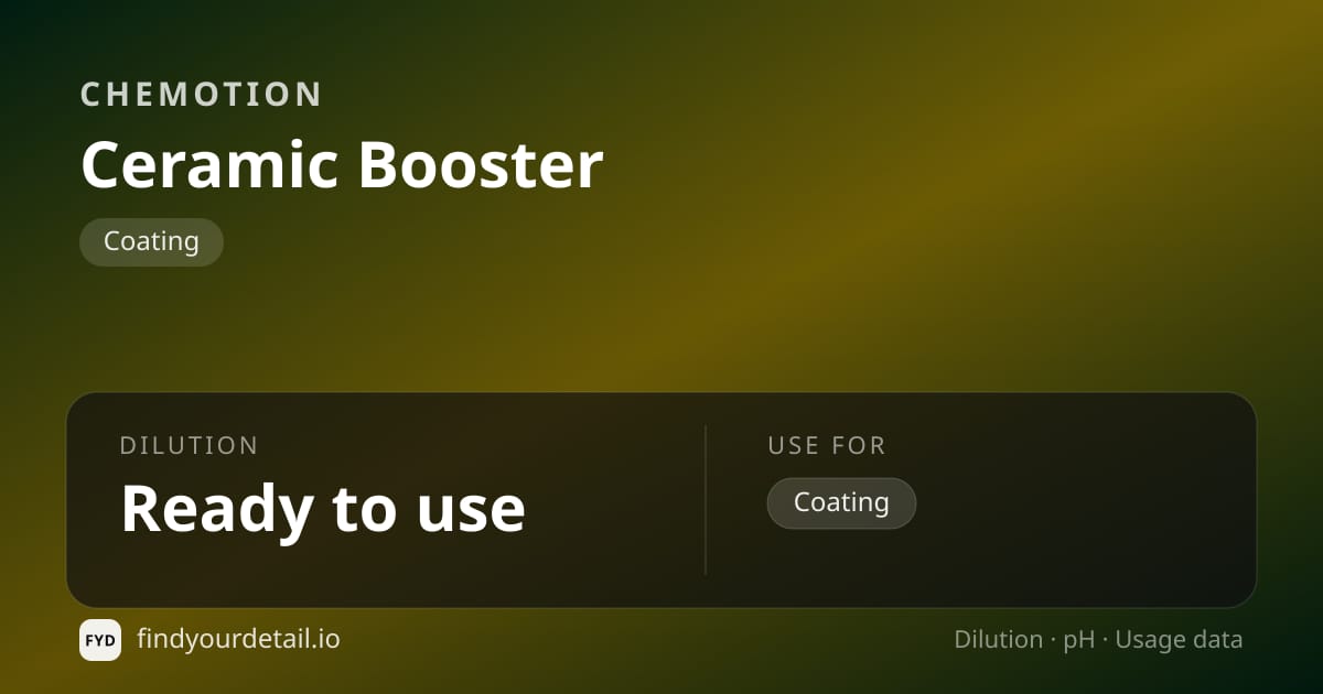 Chemotion Ceramic Booster dilution ratio and pH specification chart