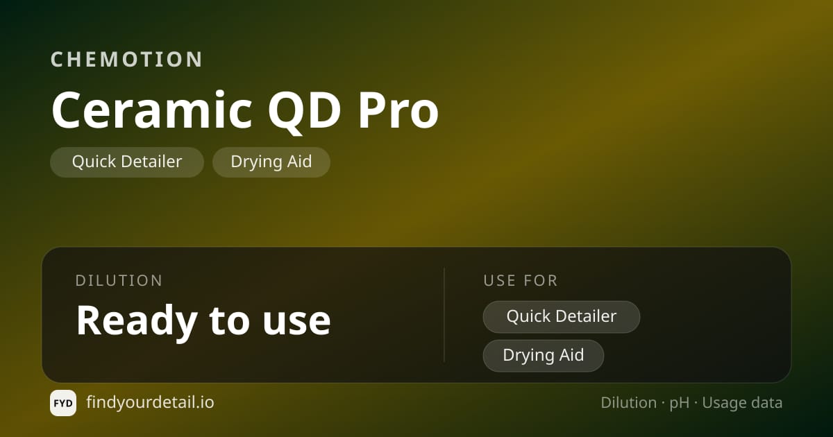 Chemotion Ceramic QD Pro dilution ratio and pH specification chart