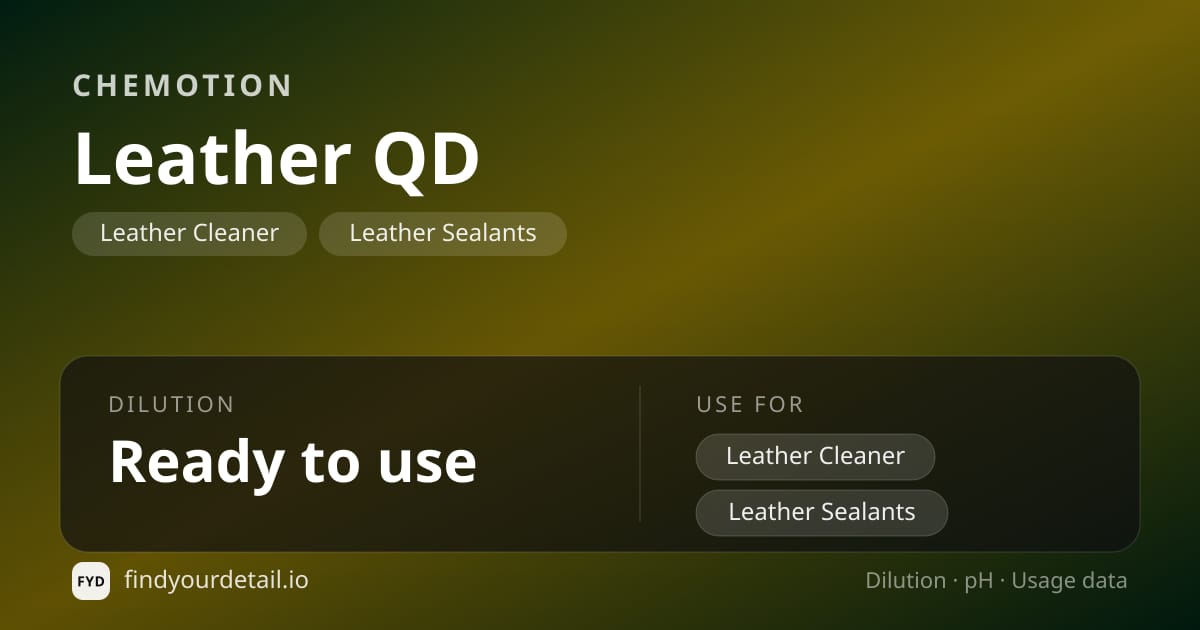 Chemotion Leather QD dilution ratio and pH specification chart