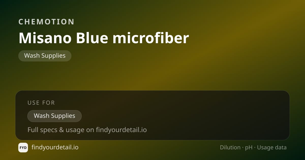 Chemotion Misano Blue microfiber dilution ratio and pH specification chart