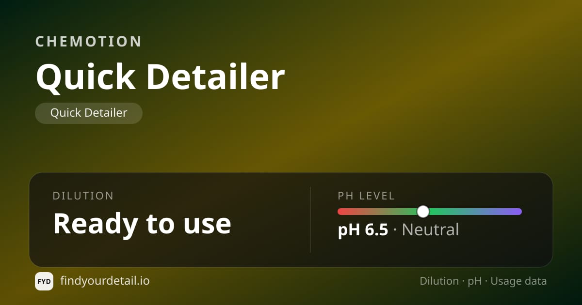 Chemotion Quick Detailer dilution ratio and pH specification chart
