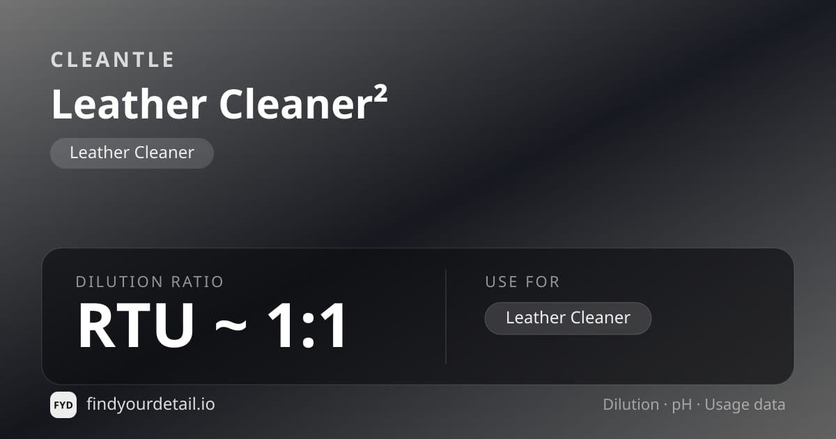 Cleantle 레더 클리너² 희석비 pH 스펙 카드