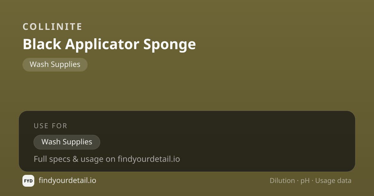 Collinite Black Applicator Sponge dilution ratio and pH specification chart