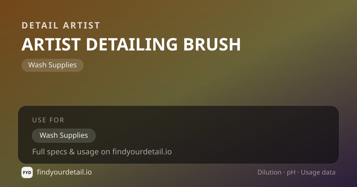 Detail Artist ARTIST DETAILING BRUSH dilution ratio and pH specification chart