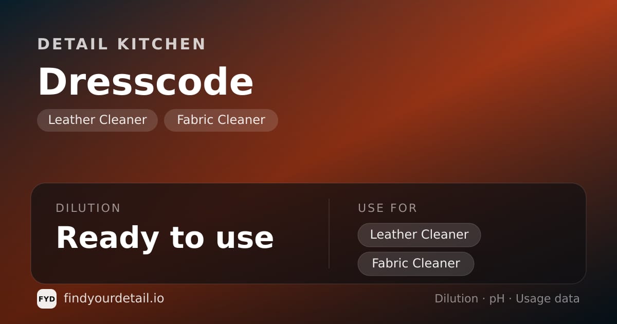 Detail Kitchen Dresscode dilution ratio and pH specification chart