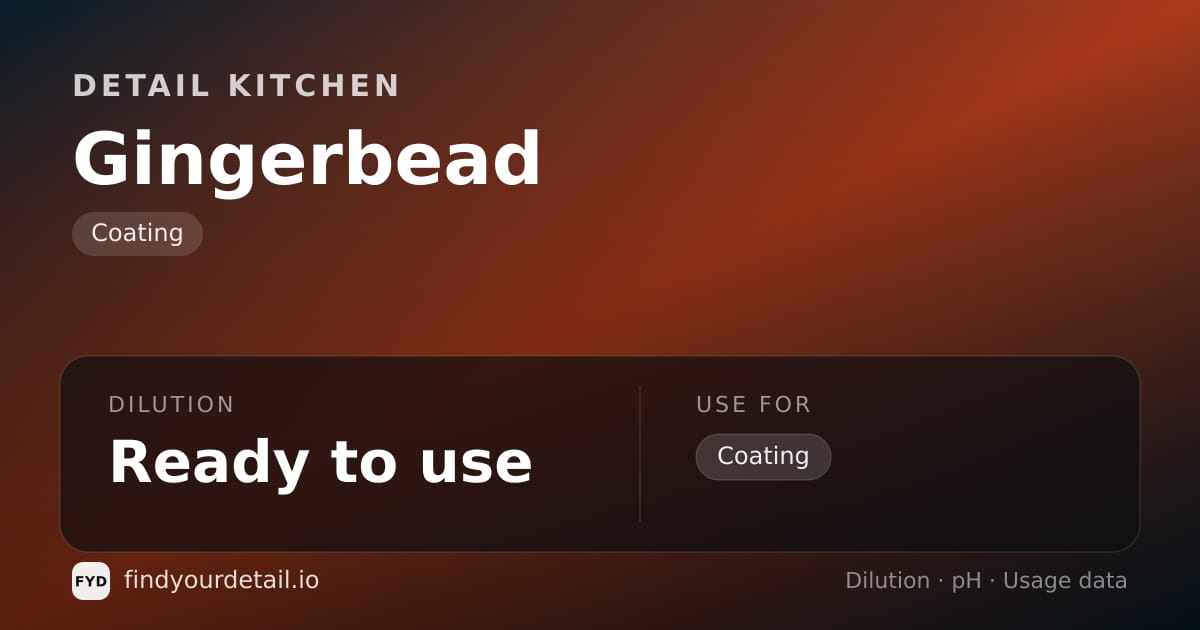 Detail Kitchen Gingerbead dilution ratio and pH specification chart