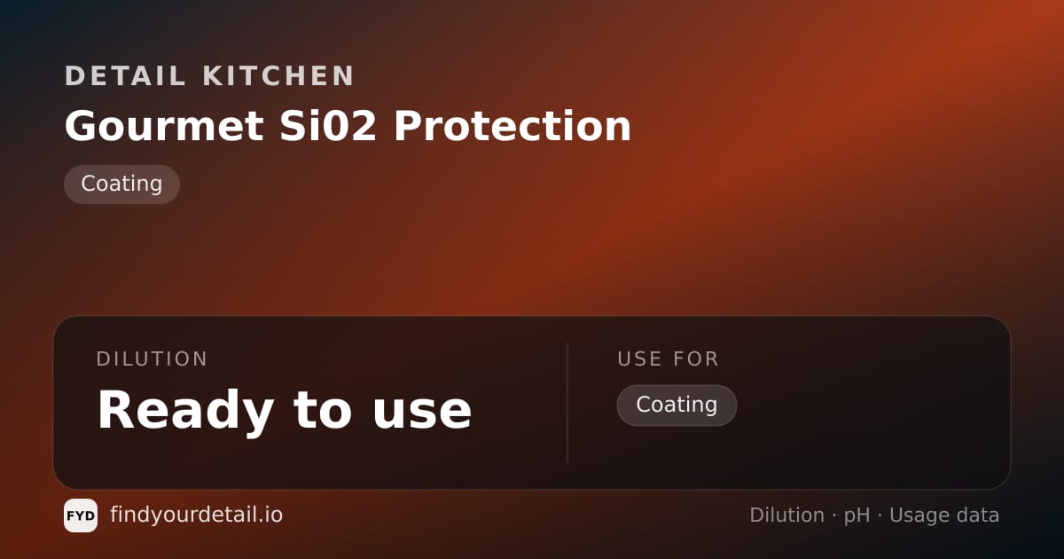 Detail Kitchen Gourmet Si02 Protection dilution ratio and pH specification chart