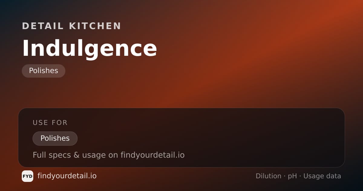 Detail Kitchen Indulgence dilution ratio and pH specification chart