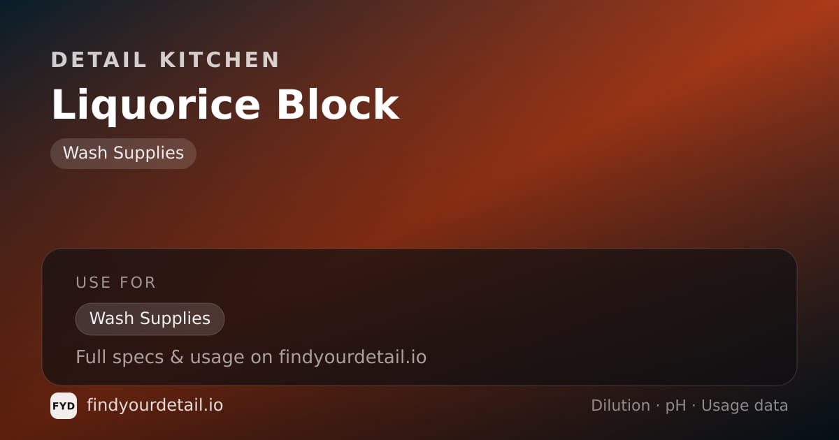 Detail Kitchen Liquorice Block dilution ratio and pH specification chart