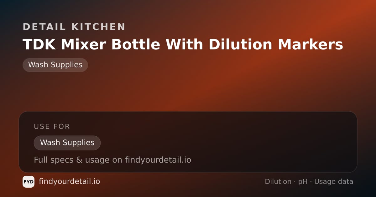 Detail Kitchen TDK Mixer Bottle With Dilution Markers dilution ratio and pH specification chart