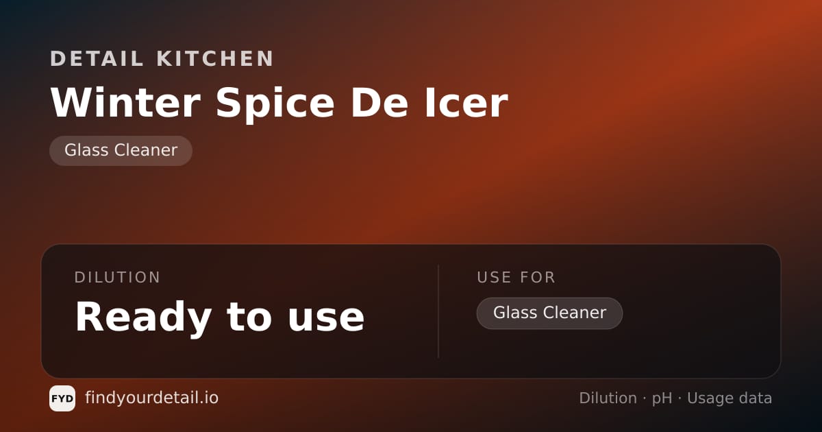 Detail Kitchen Winter Spice De Icer dilution ratio and pH specification chart