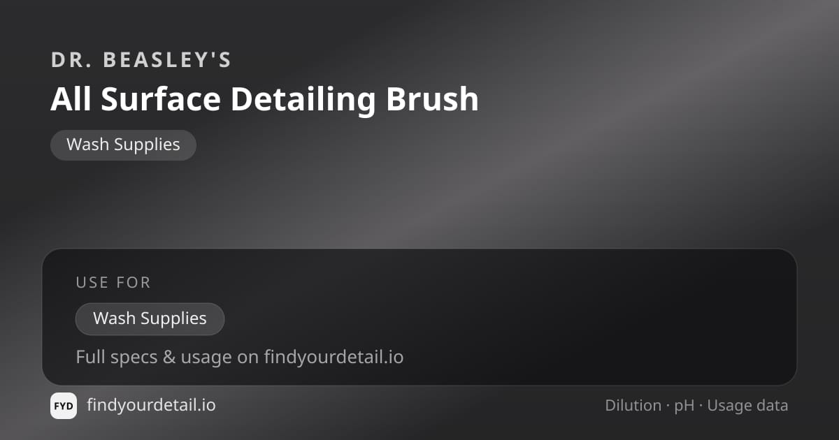Dr. Beasley's All Surface Detailing Brush dilution ratio and pH specification chart