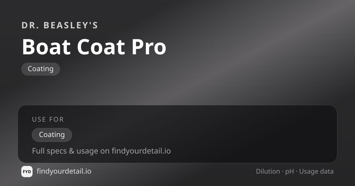 Dr. Beasley's Boat Coat Pro dilution ratio and pH specification chart