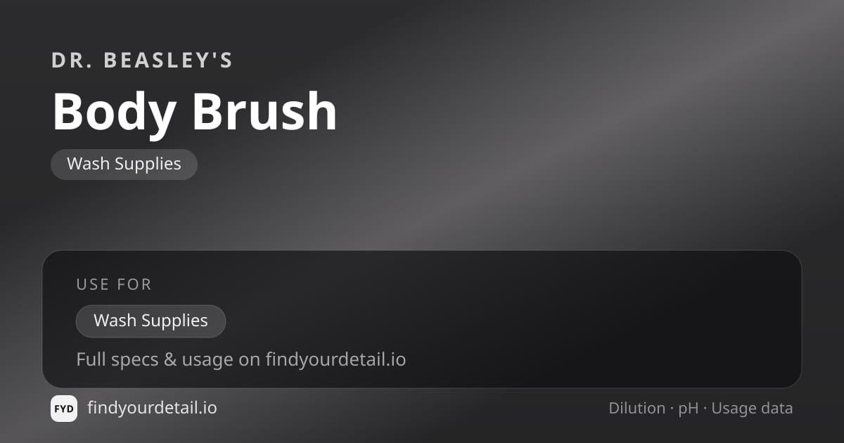 Dr. Beasley's Body Brush dilution ratio and pH specification chart