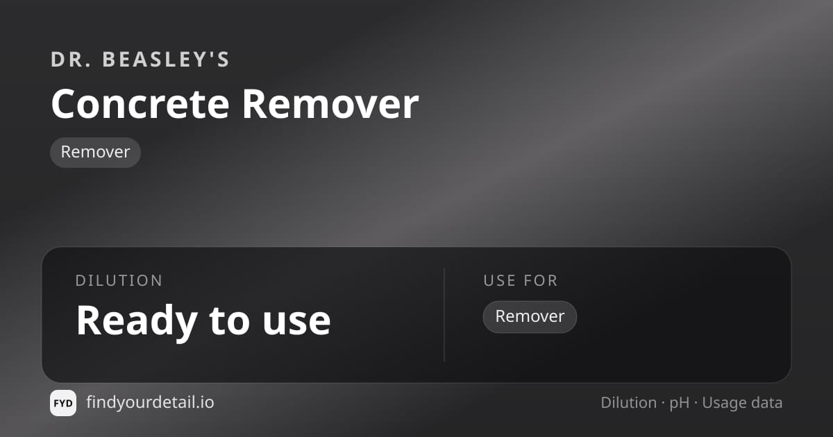 Dr. Beasley's Concrete Remover dilution ratio and pH specification chart