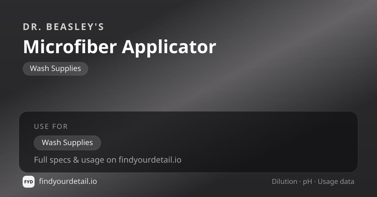 Dr. Beasley's Microfiber Applicator dilution ratio and pH specification chart