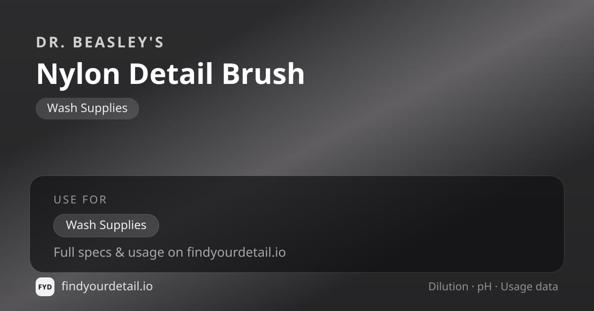 Dr. Beasley's Nylon Detail Brush dilution ratio and pH specification chart