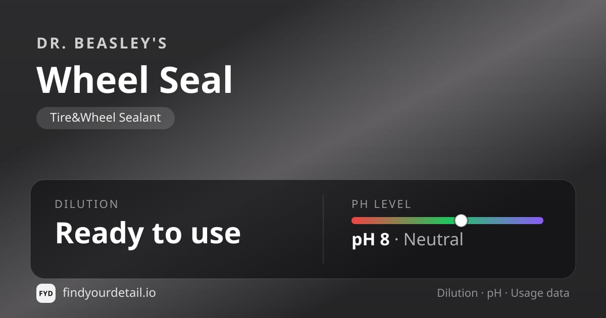 Dr. Beasley's Wheel Seal dilution ratio and pH specification chart