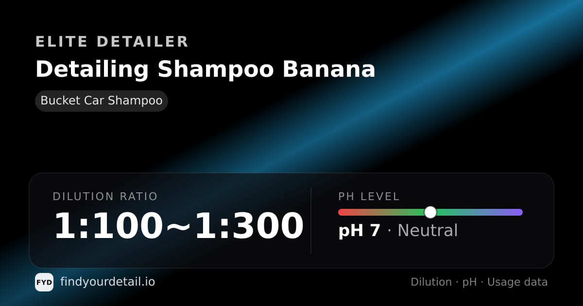 Elite Detailer Detailing Shampoo Banana dilution ratio and pH specification chart