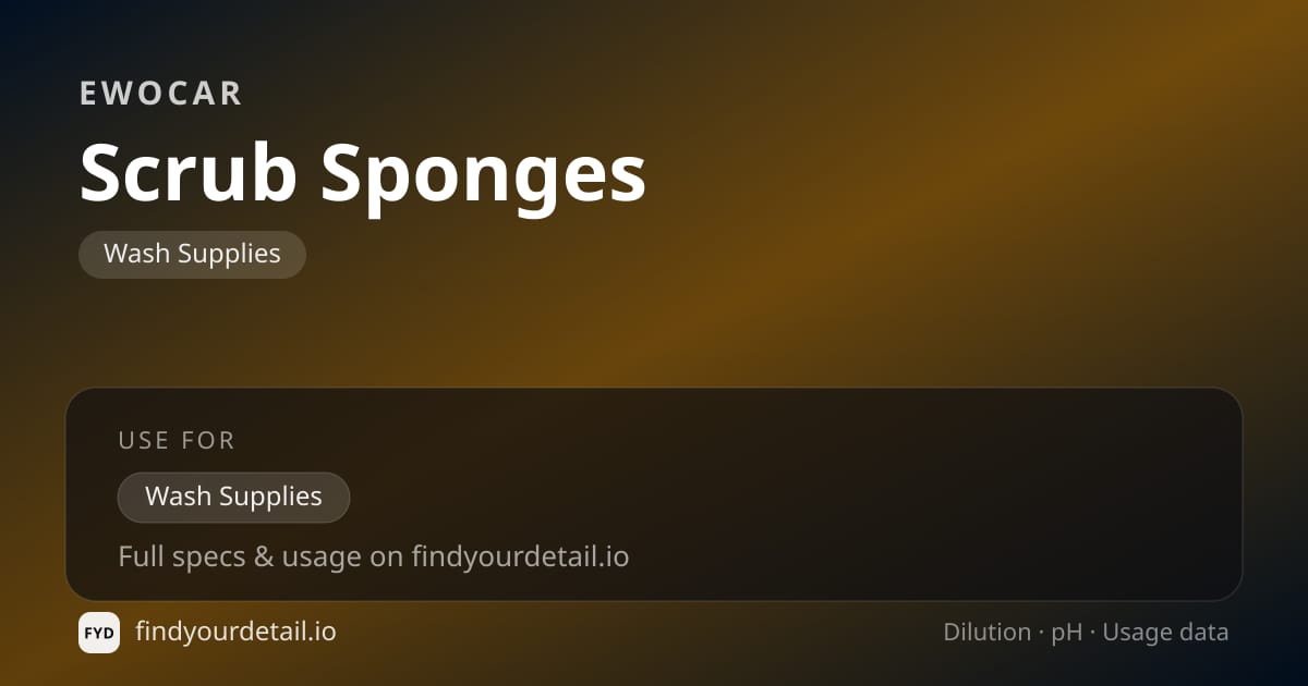 EWOCAR Scrub Sponges dilution ratio and pH specification chart