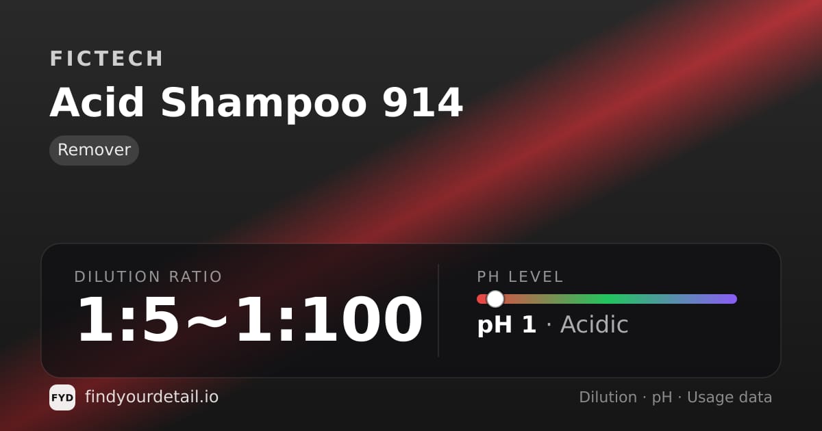 Fictech Acid Shampoo 914 dilution ratio and pH specification chart