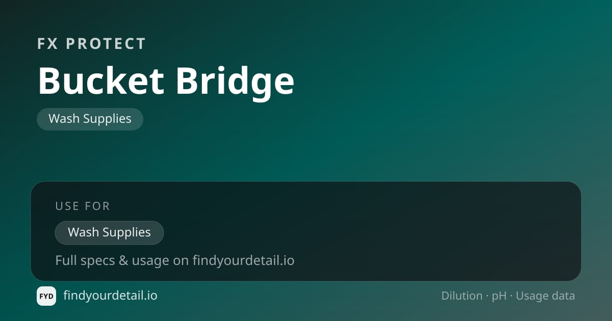 FX Protect Bucket Bridge dilution ratio and pH specification chart