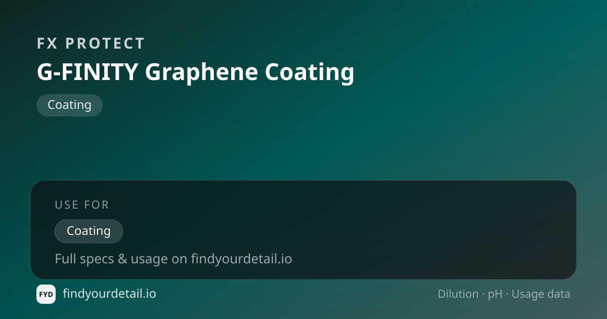 FX Protect G-FINITY Graphene Coating dilution ratio and pH specification chart