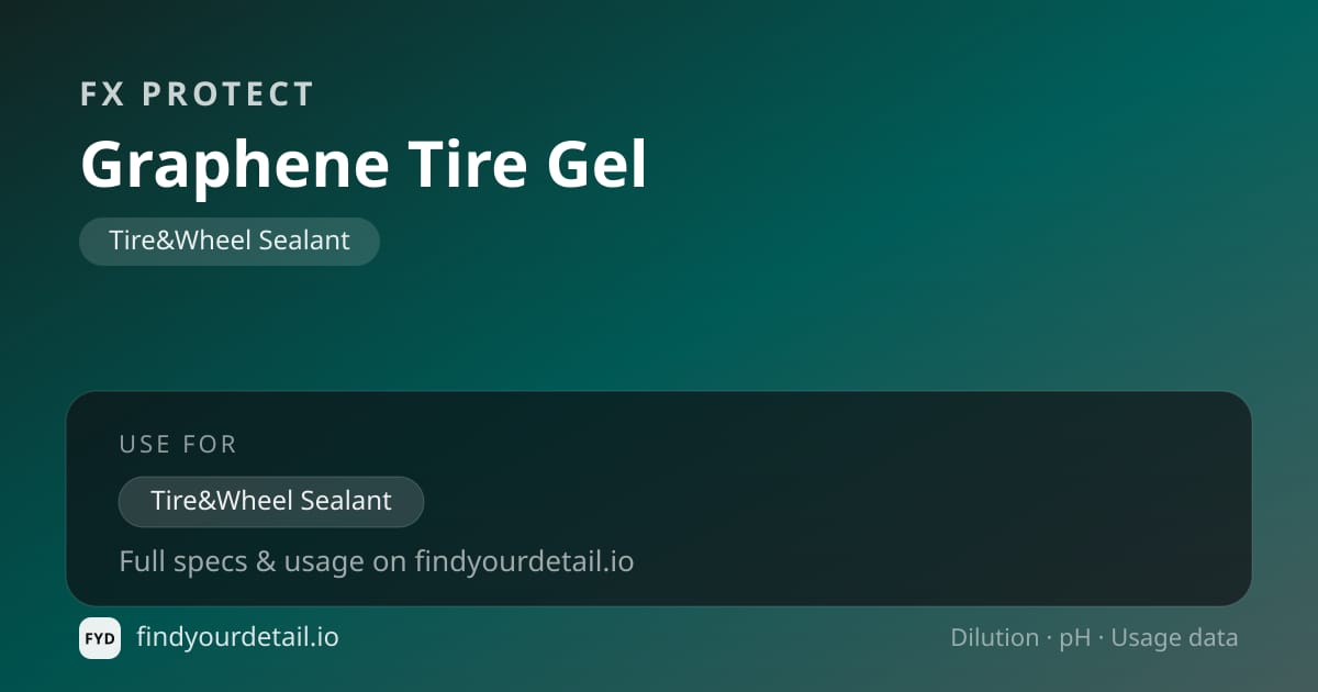 FX Protect Graphene Tire Gel dilution ratio and pH specification chart