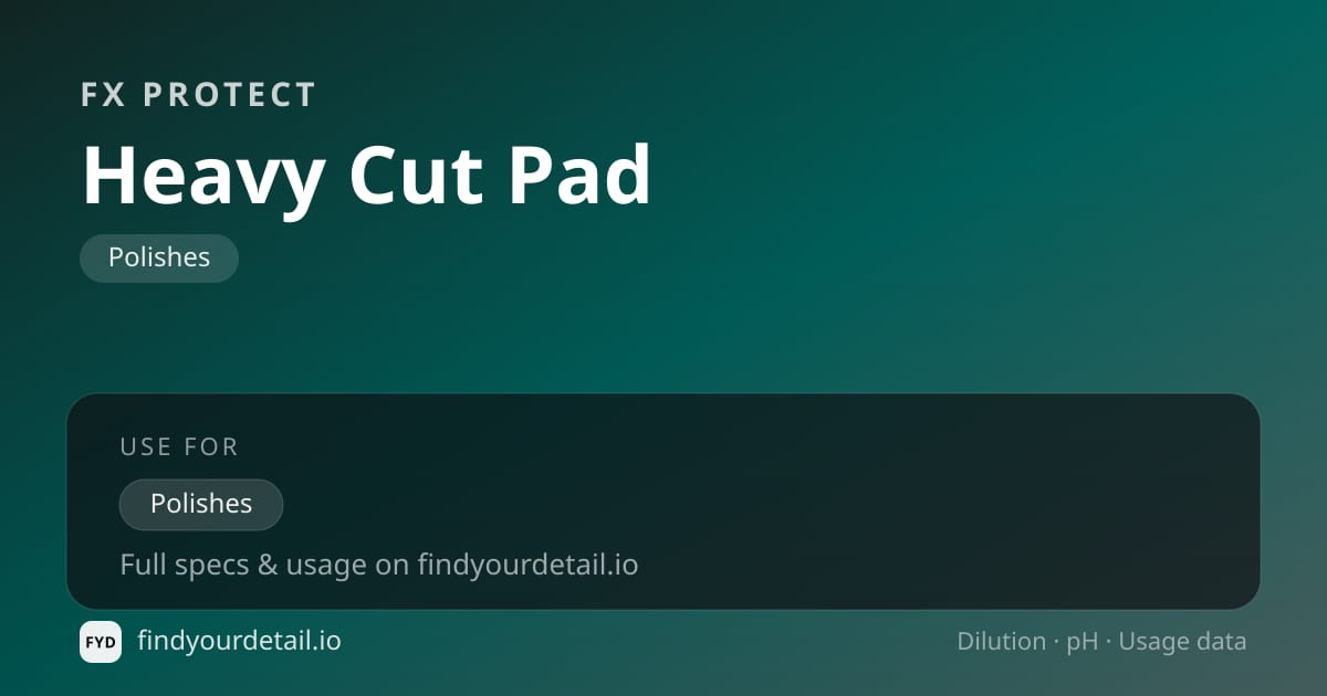 FX Protect Heavy Cut Pad dilution ratio and pH specification chart