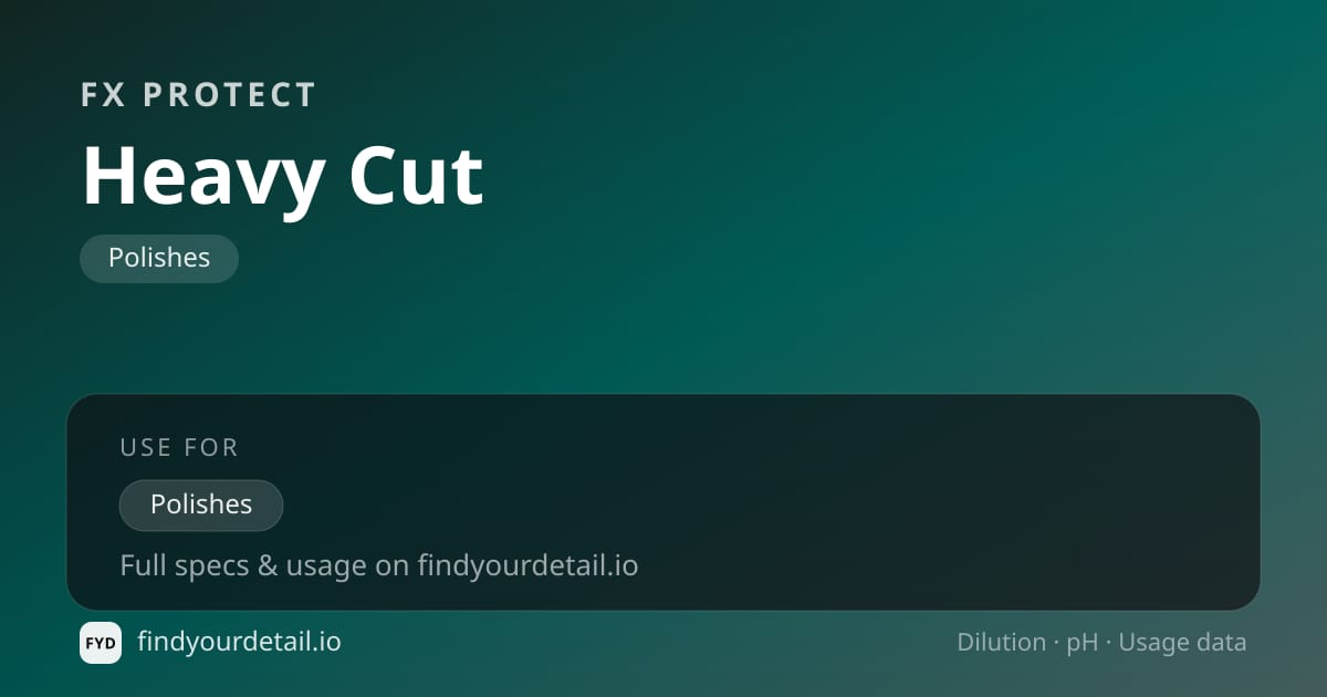 FX Protect Heavy Cut dilution ratio and pH specification chart