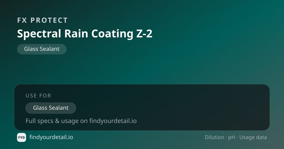 FX Protect Spectral Rain Coating Z-2 dilution ratio and pH specification chart