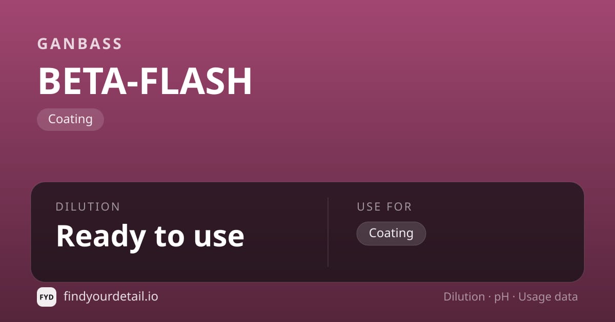 Ganbass BETA-FLASH dilution ratio and pH specification chart