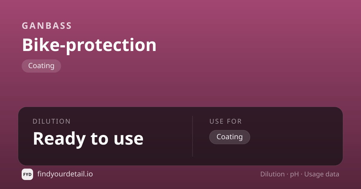 Ganbass Bike-protection dilution ratio and pH specification chart