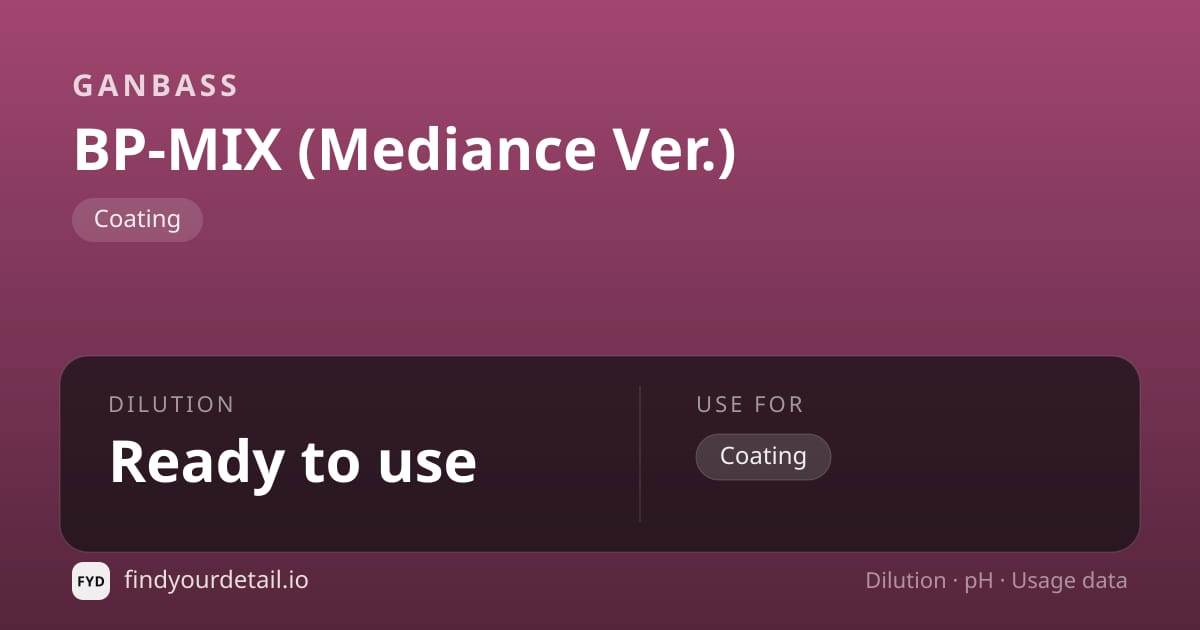 Ganbass BP-MIX (Mediance Ver.) dilution ratio and pH specification chart