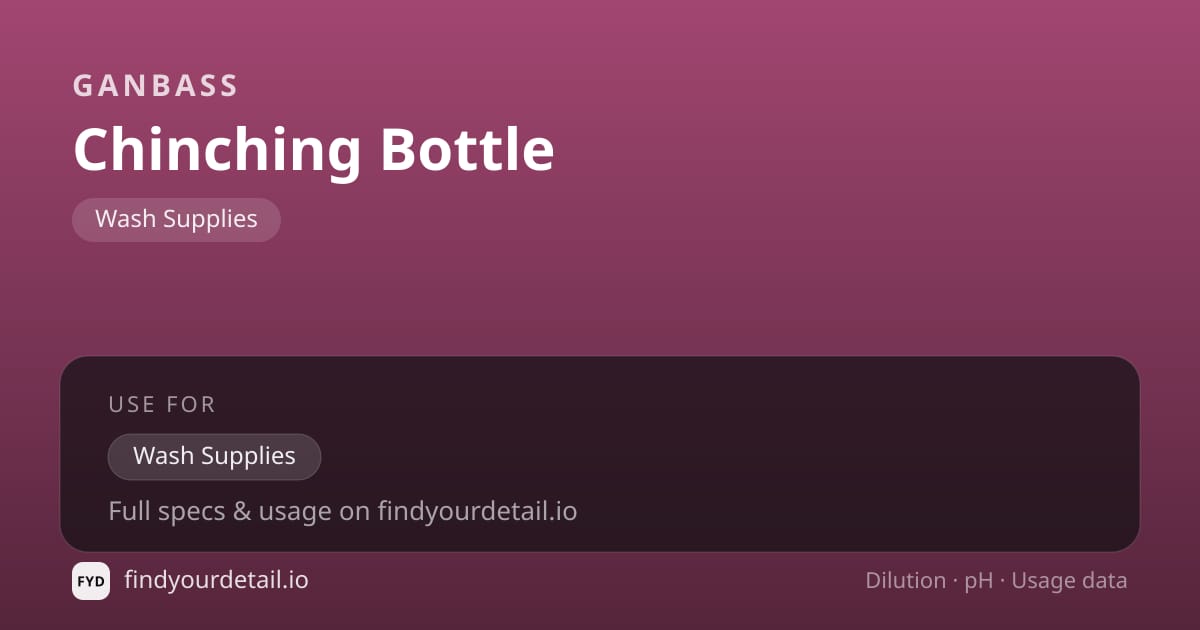 Ganbass Chinching Bottle dilution ratio and pH specification chart