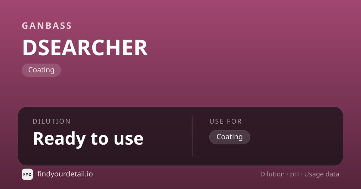 Ganbass DSEARCHER dilution ratio and pH specification chart