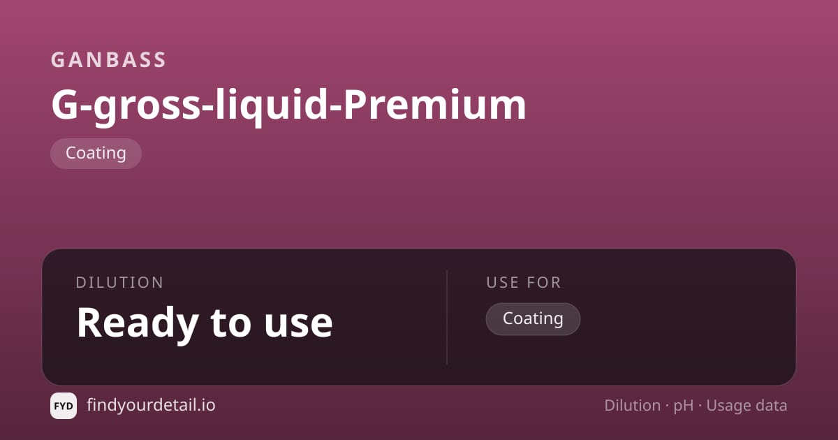 Ganbass G-gross-liquid-Premium dilution ratio and pH specification chart
