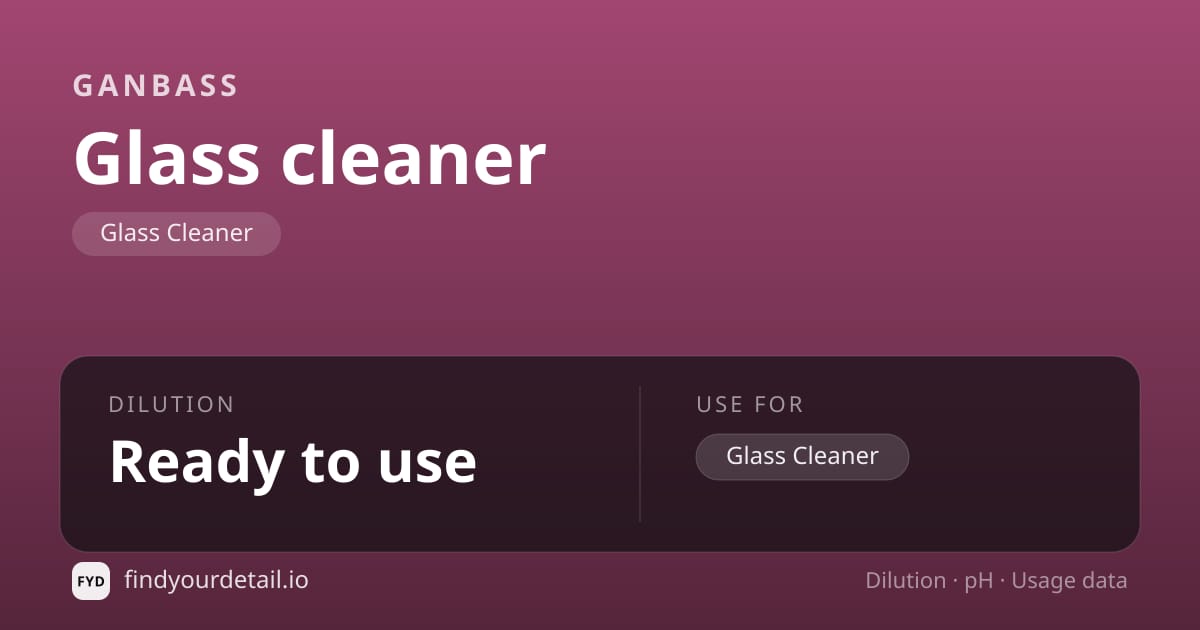 Ganbass Glass cleaner dilution ratio and pH specification chart