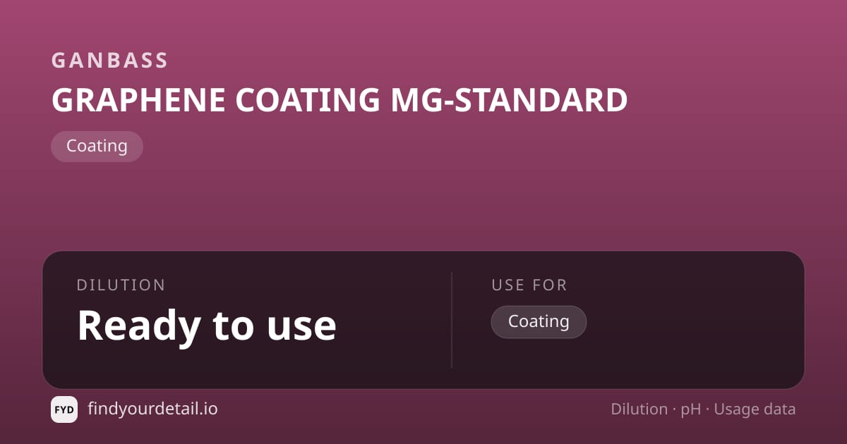 Ganbass GRAPHENE COATING MG-STANDARD dilution ratio and pH specification chart