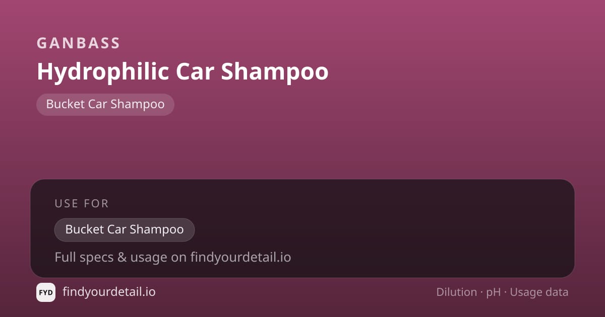 Ganbass Hydrophilic Shampoo dilution ratio and pH specification chart